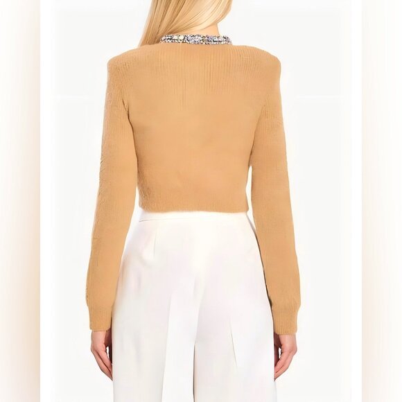 Self-Portrait Embellished Wool-Blend Cardigan - Picture 2 of 12